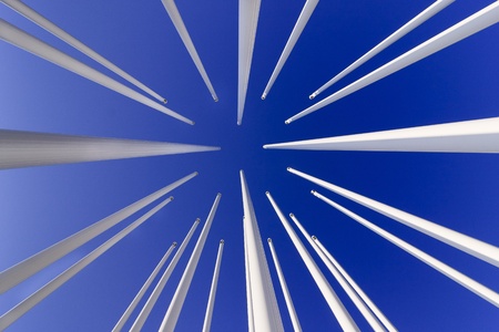 Prairie Wind landmark in Saskatoon signifies the experience of watching a field of tall grass swaying in the wind.の写真素材