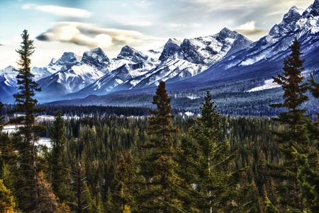 Scenic view of the Rocky mountains in Banff National Park, Alberta Canada