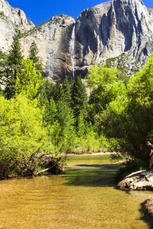 Upper Yosemite Falls, Yosemite National Park, California, USAの写真素材