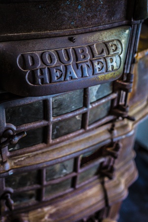 Details of an old rusty iron stove