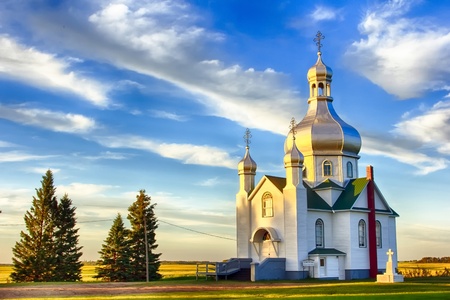 Ukrainian Orthodox Church at Insinger, Saskatchewan, Canadaの写真素材