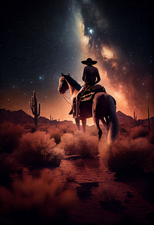 Cowboys Nocturnal Odyssey Under Starlit Skiesの素材
