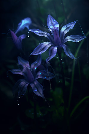 Spectral Blue and Violet Gentiansの写真素材
