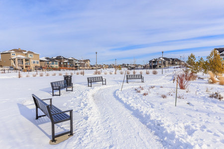 Marshall Hawthorne Park is located in the Stonebridge neighborhood of Saskatoon.の写真素材