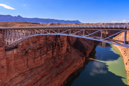 A bridge crosses the Colorado River's Marble Canyon near Lee's Ferry in the U.S. state of Arizona.