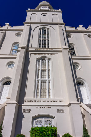 The St. George Utah Temple (formerly the St. George Temple) is the first temple completed by The Church of Jesus Christ of Latter-day Saints and is the oldest temple still actively used by the members of the Church.の写真素材