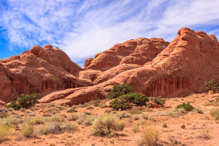 A desert landscape with a mountain range in the background. The sky is clear and the sun is shining...