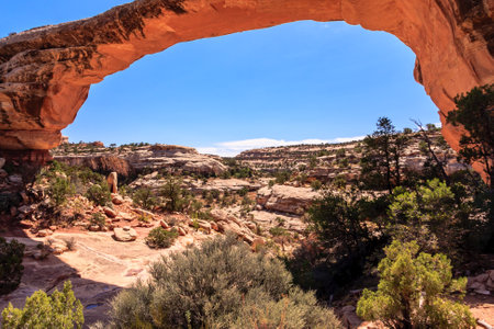 Natural Bridges National Monument is a U.S. National Monument located in Utah.  Owachomo is the smallest and thinnest of the three natural bridges here and is commonly thought to be the oldest.の写真素材