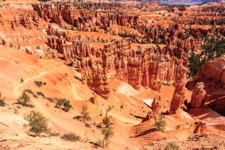 Bryce Canyon National Park is located in southwestern Utah in the United States and is distinctive due to its geological structures, called hoodoos, formed from wind, water, and ice erosion of the river and lakebed sedimentary rocks.の写真素材