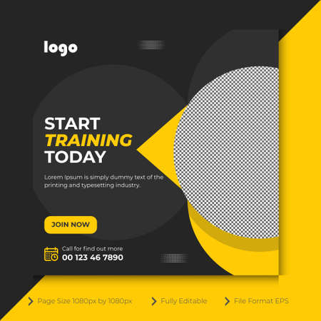 Fitness Social media template vectorのイラスト素材