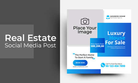 Real estate social media post design modern home saleのイラスト素材