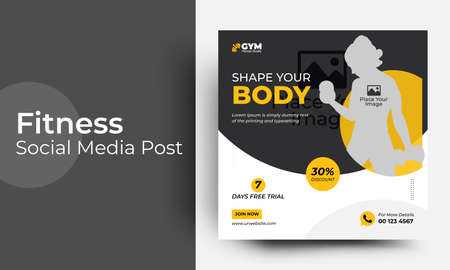 Gym fitness template design for social mediaのイラスト素材