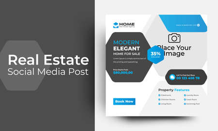 Elegant Modern And Clean Real Estate Home Sale Social Media Post Template For Agencyのイラスト素材