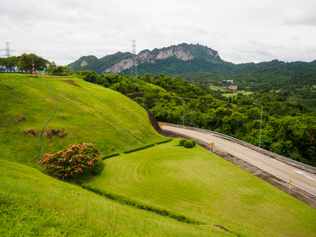 grass field at Ratchaprapha Dam Surat Thani province,Thailandの写真素材