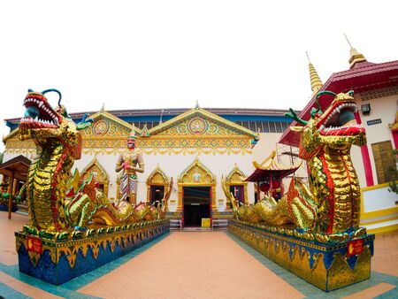 Thai dragon Chinese dragon at public temple that created with money donated by people to hire artist no restrict in copy or useの写真素材