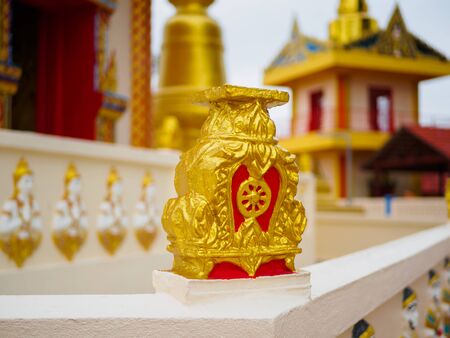 Wheel of life or Dharmachakra or Wheel of Dhamma at Wat Chaiyamangalaram Penang Malaysiaの写真素材