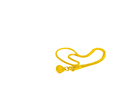 heart gold necklace Chain Jewelry on White Backgorundの写真素材