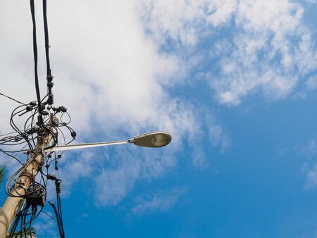 street light and lue sky and cloudの写真素材