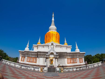 Ancient pagoda architecture In Thailand, Phra That Na Dun , Maha Sarakham Province with blue sky backgroundの写真素材