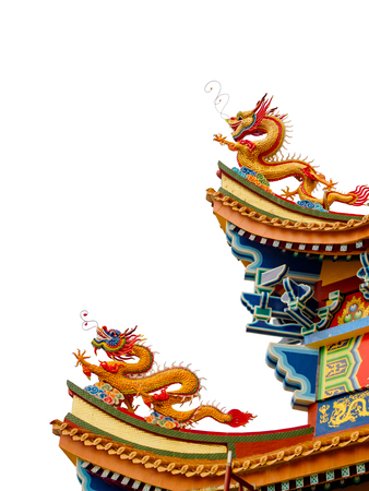 Dragon sculpture on the roof with beautiful colorの写真素材