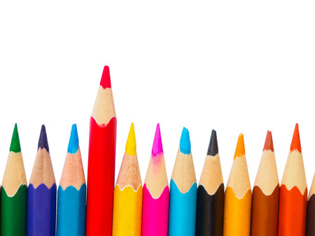 Color pencils isolated on white background. Education material back to school, for background and wallpaper.の写真素材