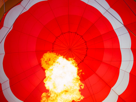 Closeup colorful of Hot air balloon with fireの写真素材