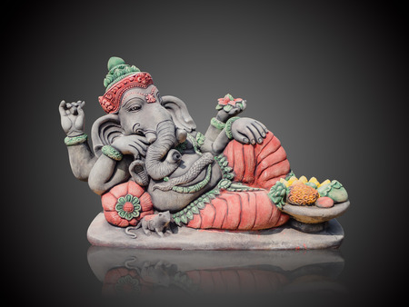 Hindu God Ganesha Lord of Success isolate on gradient Black and white backgroundの写真素材