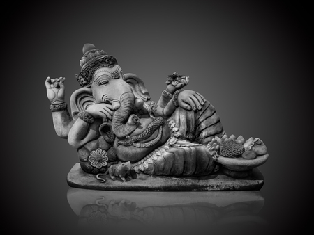 Black and white ofHindu God Ganesha Lord of Success isolate on gradient Black and white backgroundの写真素材