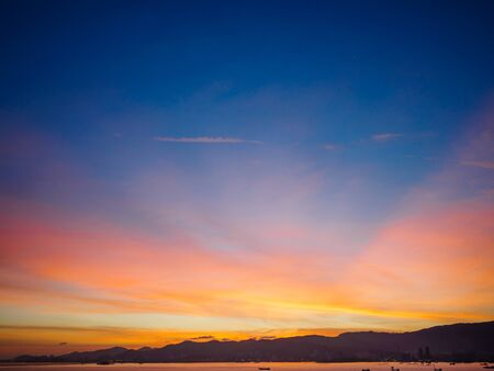 Bright orange and yellow colors sunset skyの写真素材
