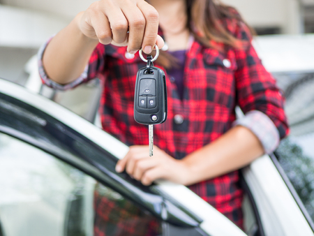 hand holding the remote control car alarm systemsの写真素材