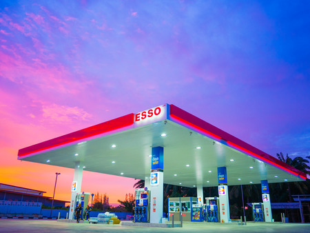 Krabi, Thailand - September 1, 2017: ESSO gas station. Esso gas stations and products including gasoline, diesel, motor oil, gift cards, credit cards and moreのeditorial素材