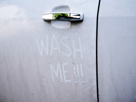 Dirty car photo concept of car wash.の写真素材