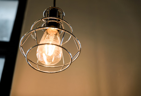 Closeup vintage or retro decoration lamp againt the wall.の写真素材