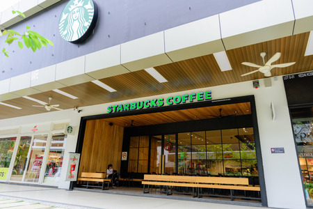 Penang, Malaysia - Nov 11, 2017 : Starbucks coffee shop. Starbucks Corporation is an American coffee company and coffeehouse chain. Starbucks was founded in Seattle, Washington in 1971.のeditorial素材