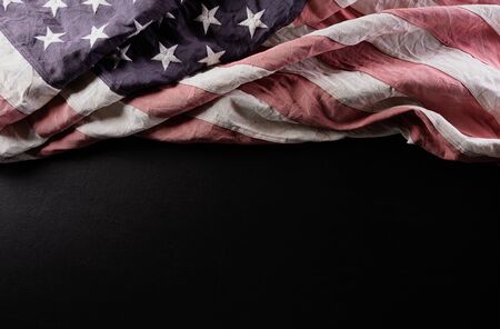Happy Memorial Day. American flags  against a black  background. May 25.