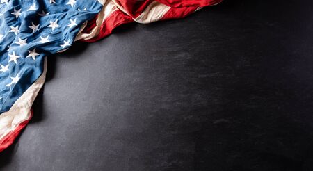Happy Independence Day. American flags against a black  background. July 4.の写真素材
