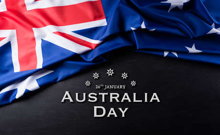 Australia day concept. Australian flag against a blackboard background. 26 January.の写真素材