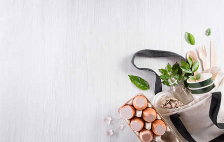 World Environment Day, go green, Recycle and Eco concept including: Plastic free set with cotton...