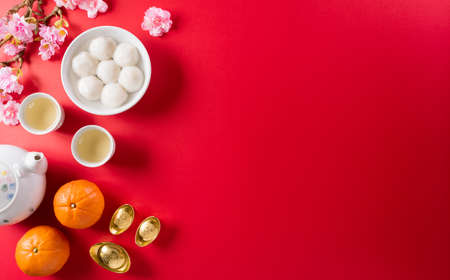 Tang Yuan(sweet dumplings balls), a traditional chinese cuisine for Mid-autumn, Dongzhi (winter solstice festival ) and Chinese new year.の写真素材