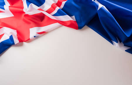 Happy Australia day concept. Australian flag against white background. 26 January.の写真素材