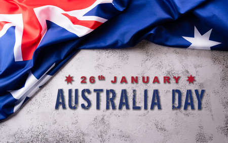 Happy Australia day concept. Australian flag against stone background. 26 January.の写真素材