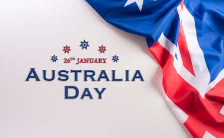 Happy Australia day concept. Australian flag against white background. 26 January.の写真素材