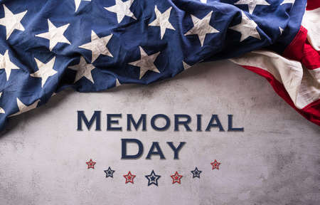 Happy Memorial day, Independence day concept made from american flag with the text on dark stone background.の写真素材
