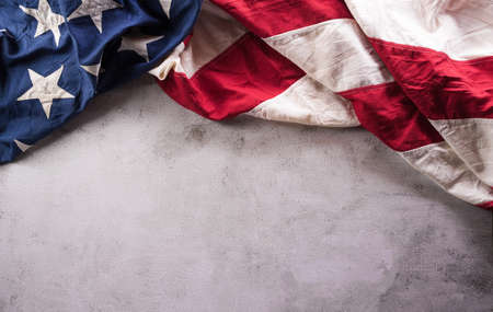 Happy Memorial day, Independence day concept made from american flag on dark stone background.の写真素材