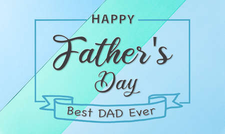 Happy Father's Day background concept mad from bright green and blue pastel paper with the text.の写真素材