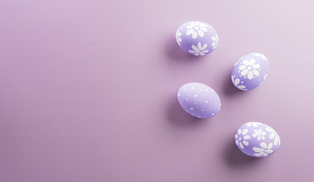 Happy easter! Colourful Easter eggs on pastel background. Decoration concept for greetings and presents on Easter Day celebrate time.の写真素材