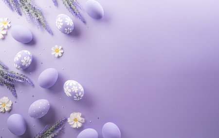 Happy easter! Colourful Easter eggs on pastel background. Decoration concept for greetings and presents on Easter Day celebrate time.の写真素材