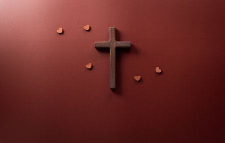 Good Friday and Holy week concept - A religious cross on dark background.の写真素材