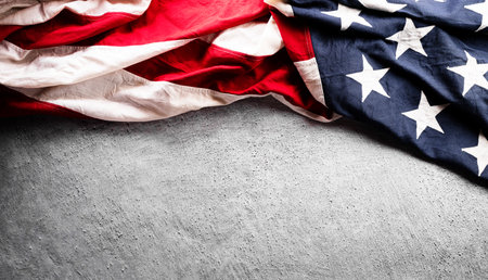 Happy Independence day concept made from American flag  on dark stone background.の写真素材