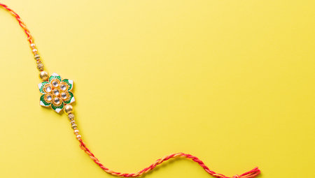 Raksha Bandhan, Indian festival made from beautiful Rakhi.  A traditional Indian wrist band which is a symbol of love between Sisters and Brothersの写真素材